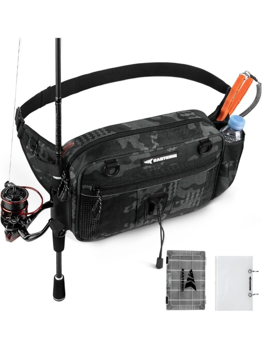Fishing Fanny Pack with Rod Holder, Waterproof Waist Bag for Anglers & Outdoors